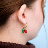 Stechpalmen Anhänger mit roter Glasperle