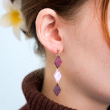 Colorblock Mismatch Rauten Trio Ohrringe Lila