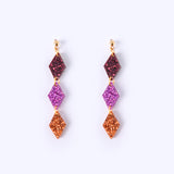 Colorblock Rauten Trio Ohrringe Purple Glitter
