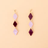 Colorblock Mismatch Rauten Trio Ohrringe Lila