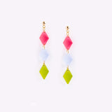 Colorblock Diamond Trio Earrings - Berries and Lime