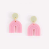 Colorblock Arch Stud Earrings in Strawberry Pistachio