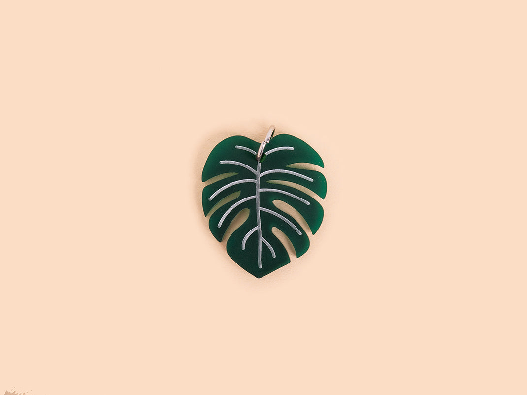 Large Monstera leaf as keychain and bag pendant