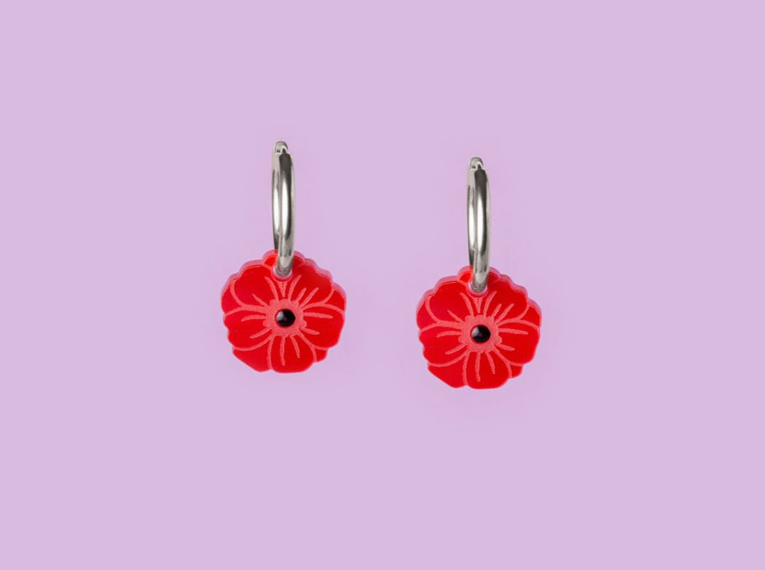 acutecolor Birthflower August x Mohnblumen Ohrring Set
