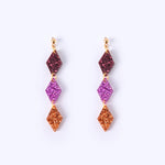 acutecolor Colorblock Rauten Trio Ohrringe Purple Glitter