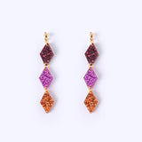 acutecolor Colorblock Rauten Trio Ohrringe Purple Glitter