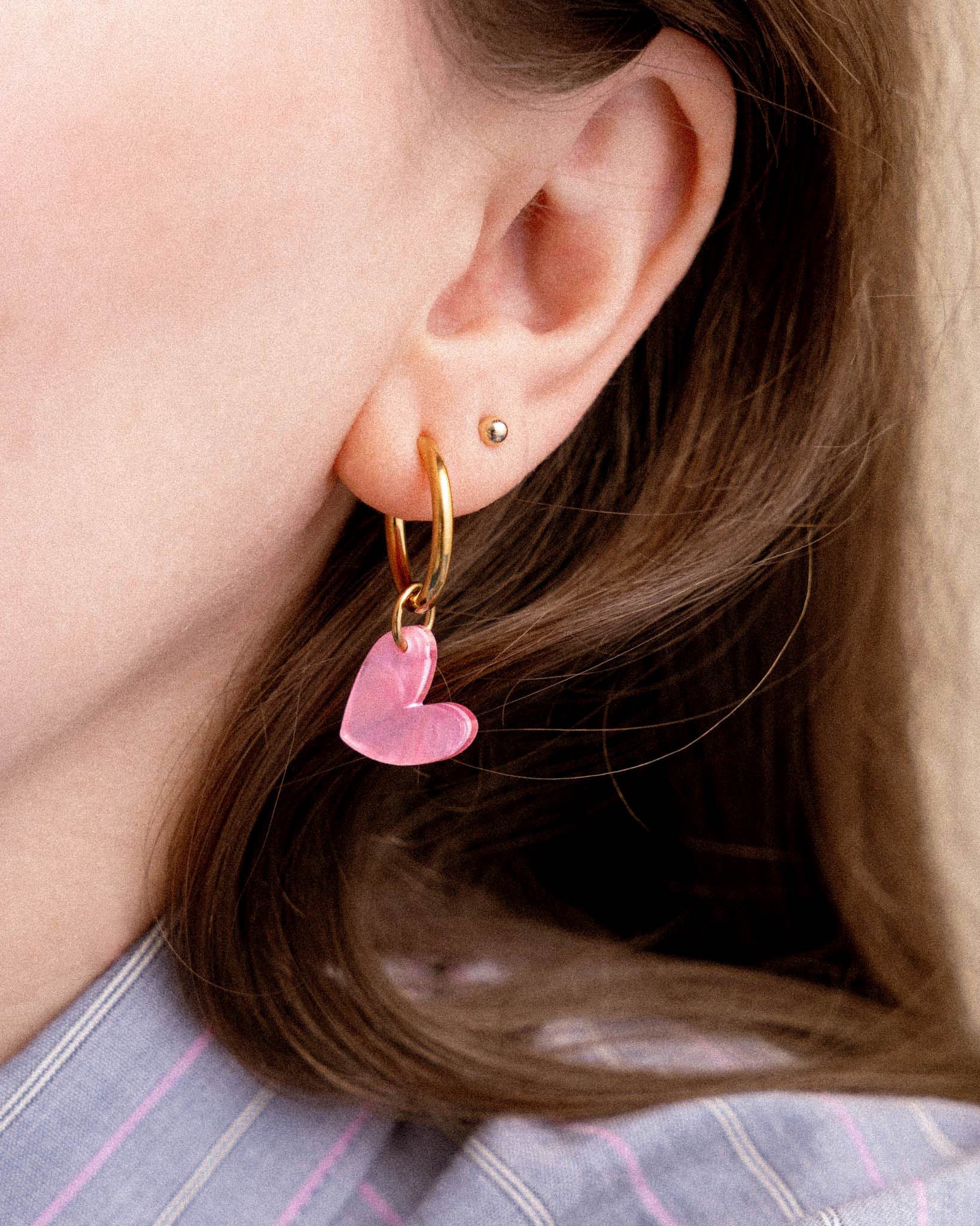 acutecolor Einzelner Herz Anhänger in Rosa Perlmutt