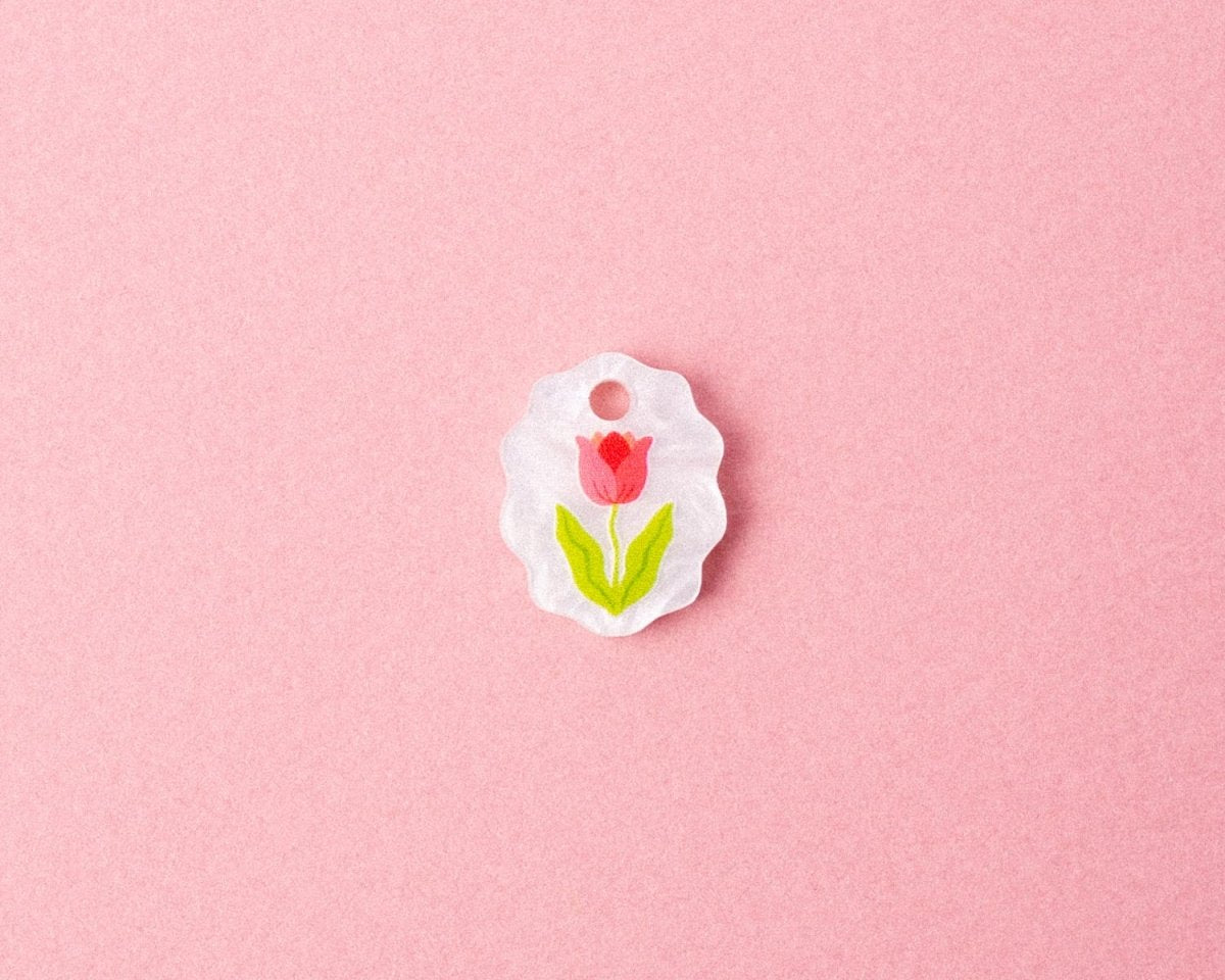 acutecolor Einzelner ovaler Charm Anhänger mit Tulpen