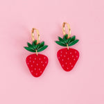 acutecolor Erdbeer Ohrringe mit Edelstahl Hoops