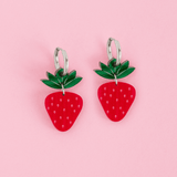 acutecolor Erdbeer Ohrringe mit Edelstahl Hoops