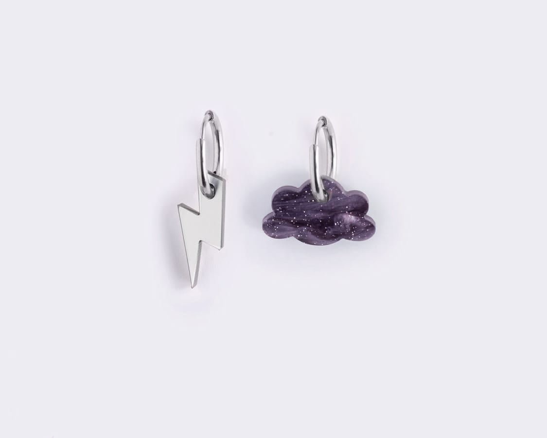 acutecolor Gewitter Ohrring Set mit Edelstahl Hoops
