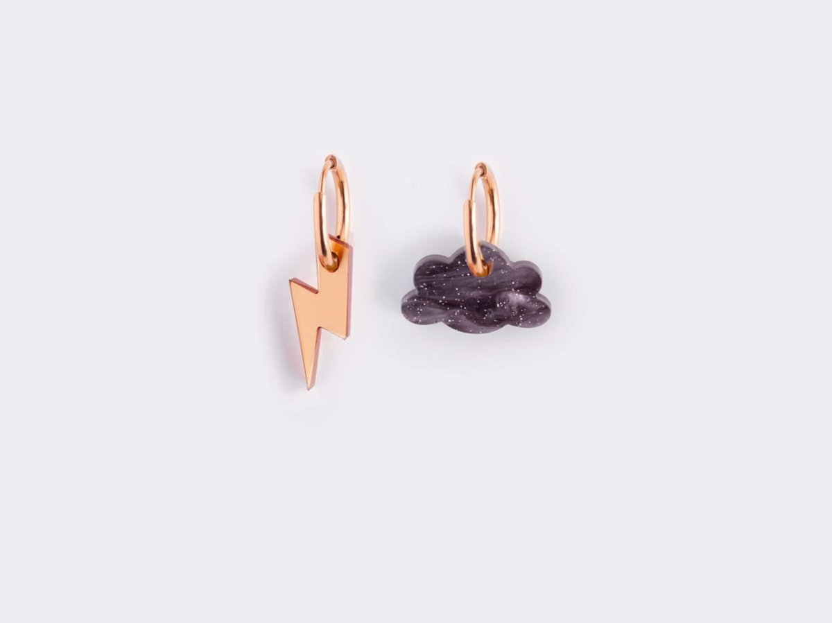 acutecolor Gewitter Ohrring Set mit Edelstahl Hoops