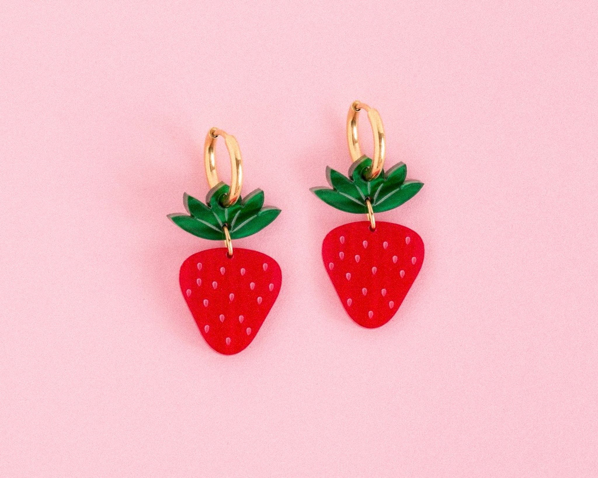 acutecolor Große Erdbeeren Ohrringe Set