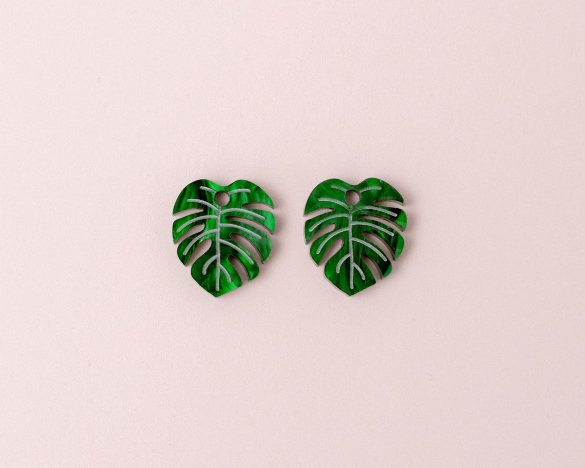 acutecolor Grüne Monstera Blätter Ohrringe