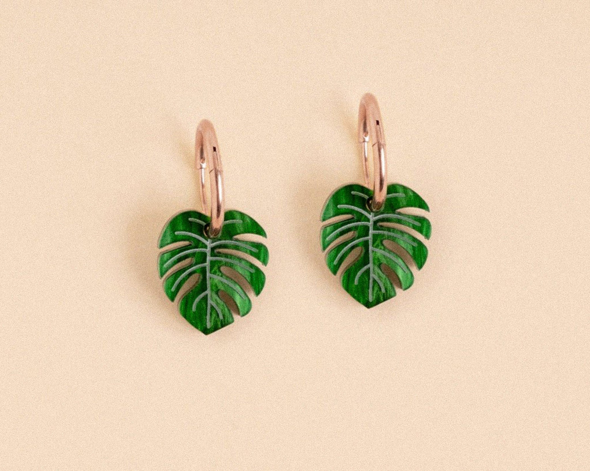 acutecolor Grüne Monstera Blätter Ohrringe