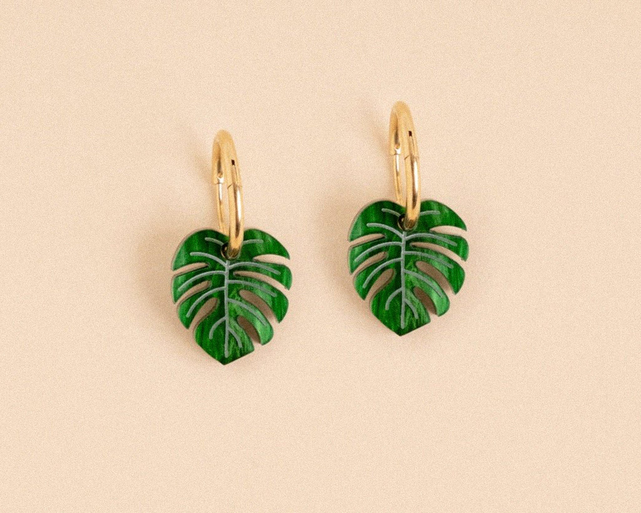 acutecolor Grüne Monstera Blätter Ohrringe