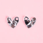 acutecolor Liquid Chrome Herz Ohrring Set