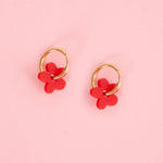 acutecolor Midi Blumen Hoop Ohrringe in Poppy Red