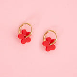 acutecolor Midi Blumen Hoop Ohrringe in Poppy Red