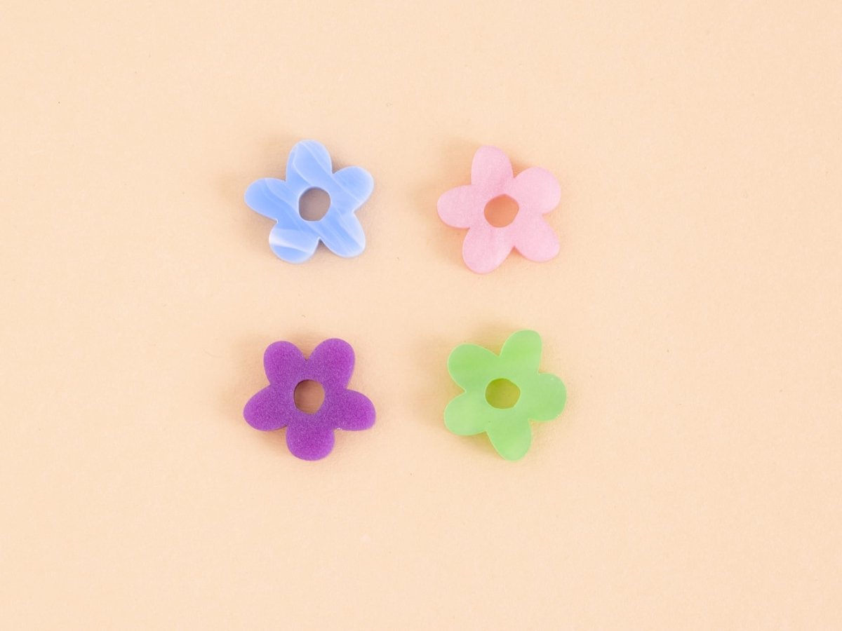 acutecolor Midi Rosa Perlmutt Blumen Hoop Ohrringe