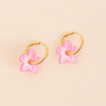 acutecolor Midi Rosa Perlmutt Blumen Hoop Ohrringe