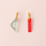 acutecolor Mismatch Geodreieck und Lineal Ohrring Set