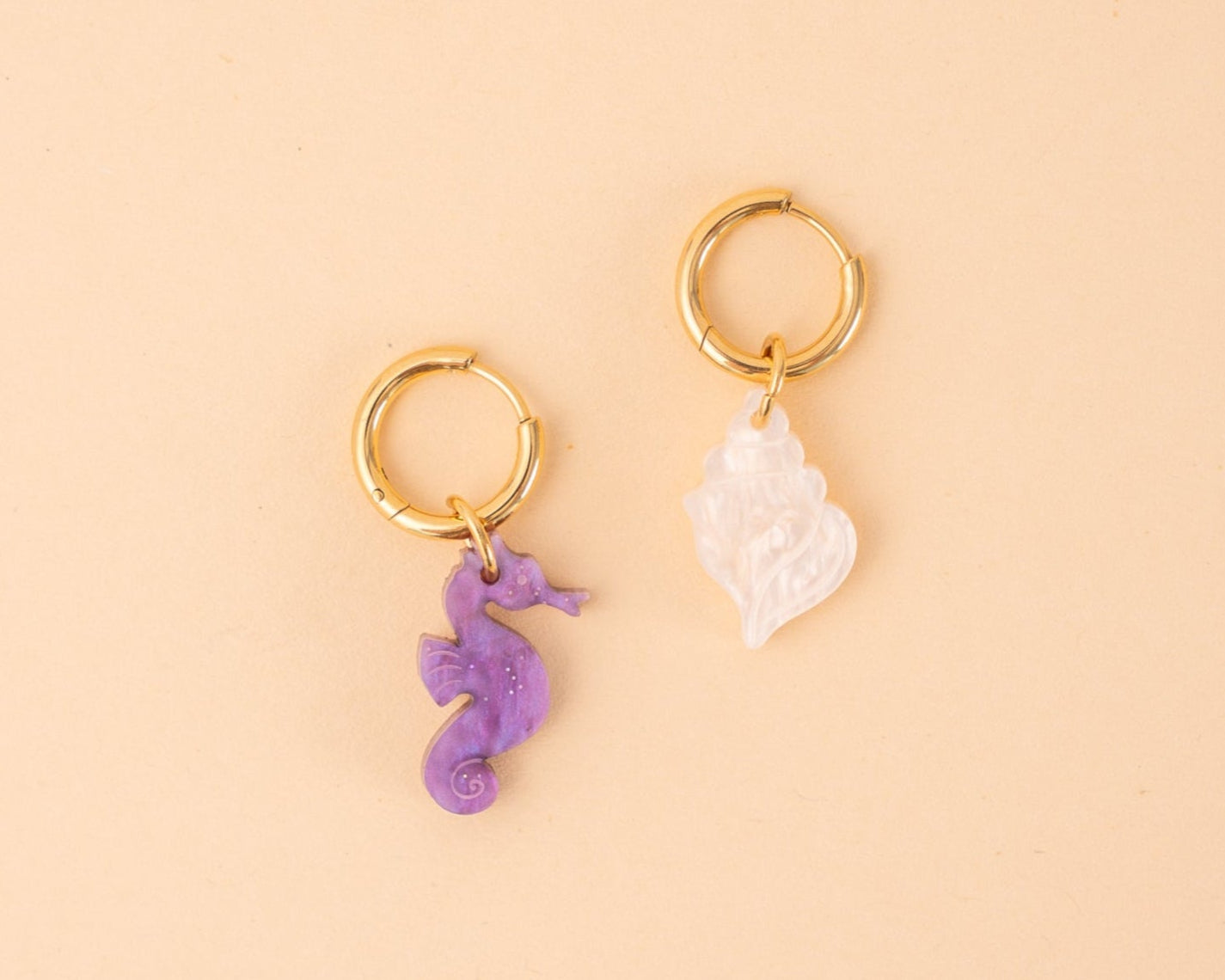 acutecolor Mismatch Seepferdchen Muschel Ohrring Set