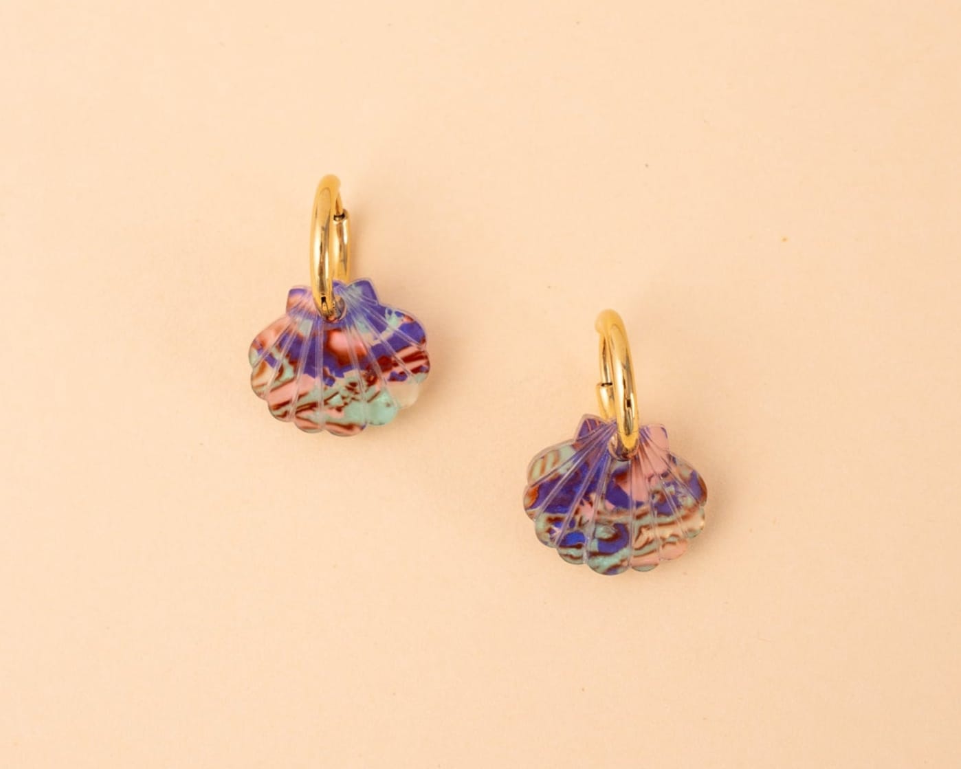 acutecolor Muschel Ohrring Set mit Hoops in Abalone