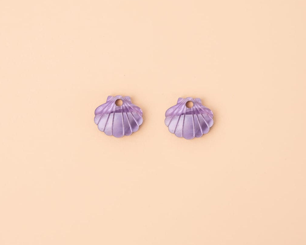 acutecolor Muschel Ohrring Set mit Hoops in Lila