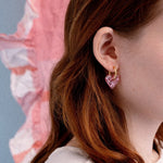 acutecolor Pink Glitzer Konfetti Herz Ohrringe