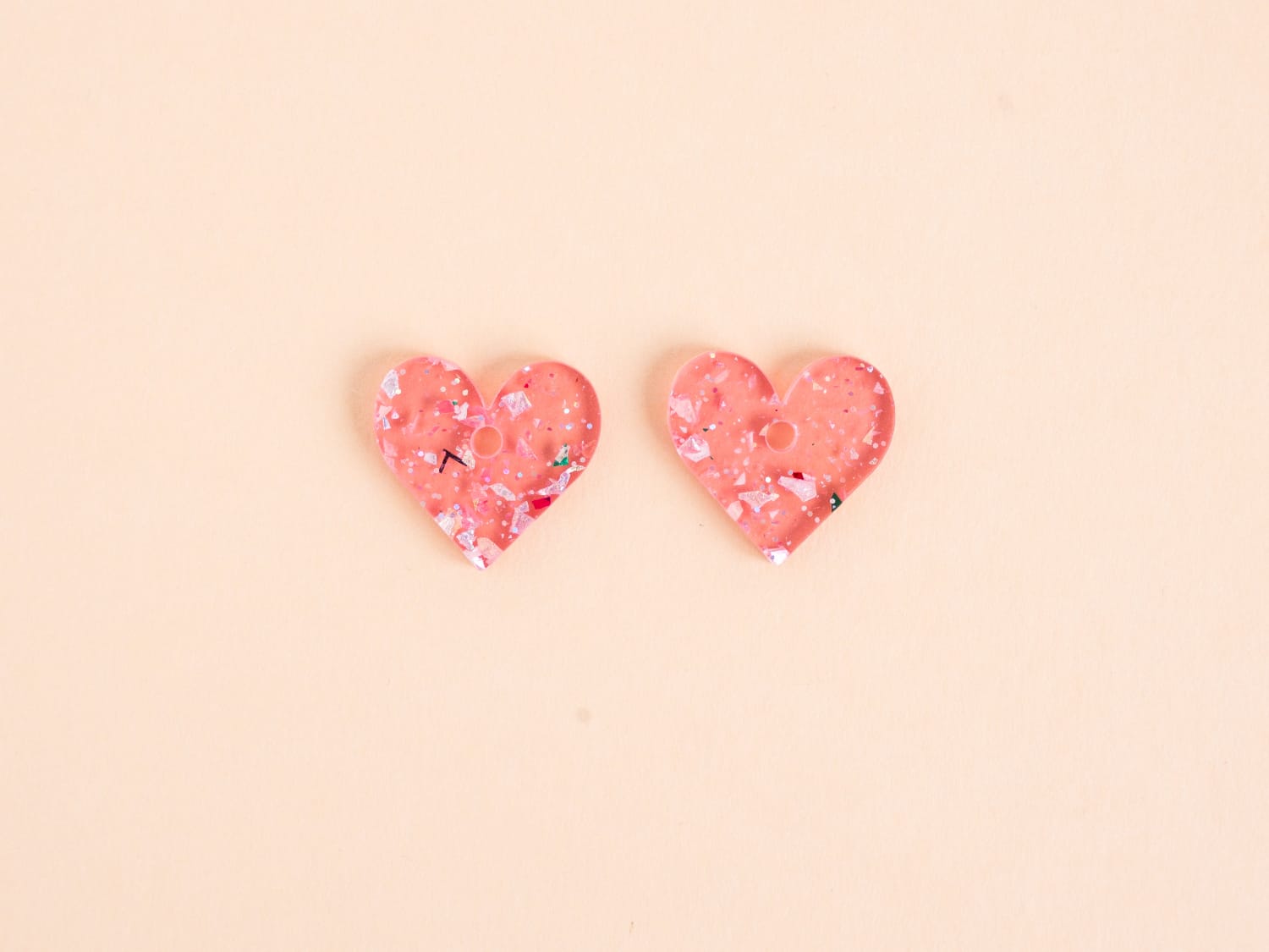 acutecolor Pink Glitzer Konfetti Herz Ohrringe