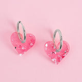 acutecolor Pink Glitzer Konfetti Herz Ohrringe
