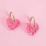acutecolor Pink Glitzer Konfetti Herz Ohrringe
