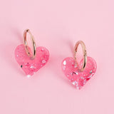 acutecolor Pink Glitzer Konfetti Herz Ohrringe