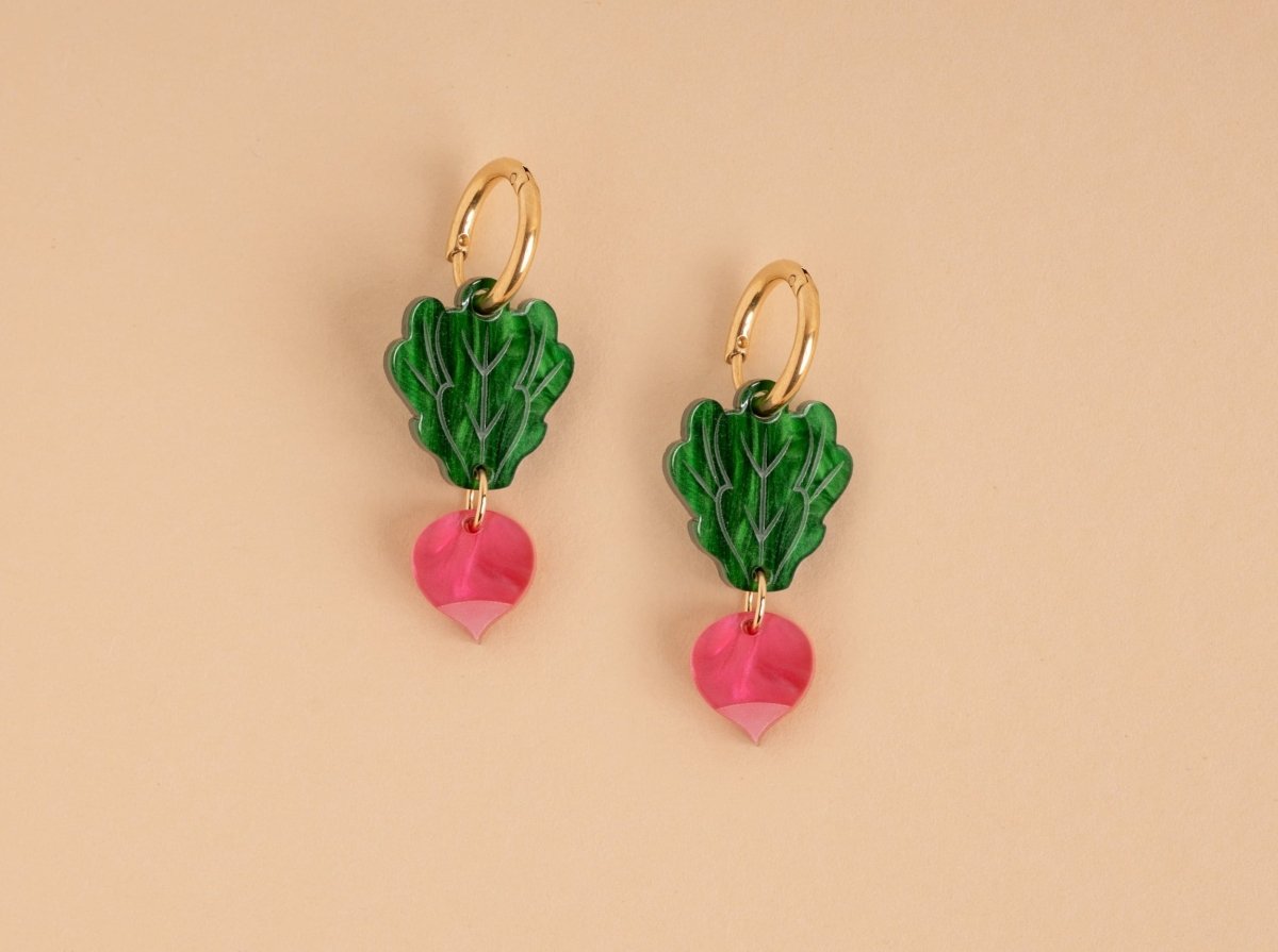 acutecolor Radieschen Ohrringe mit Edelstahl Hoops