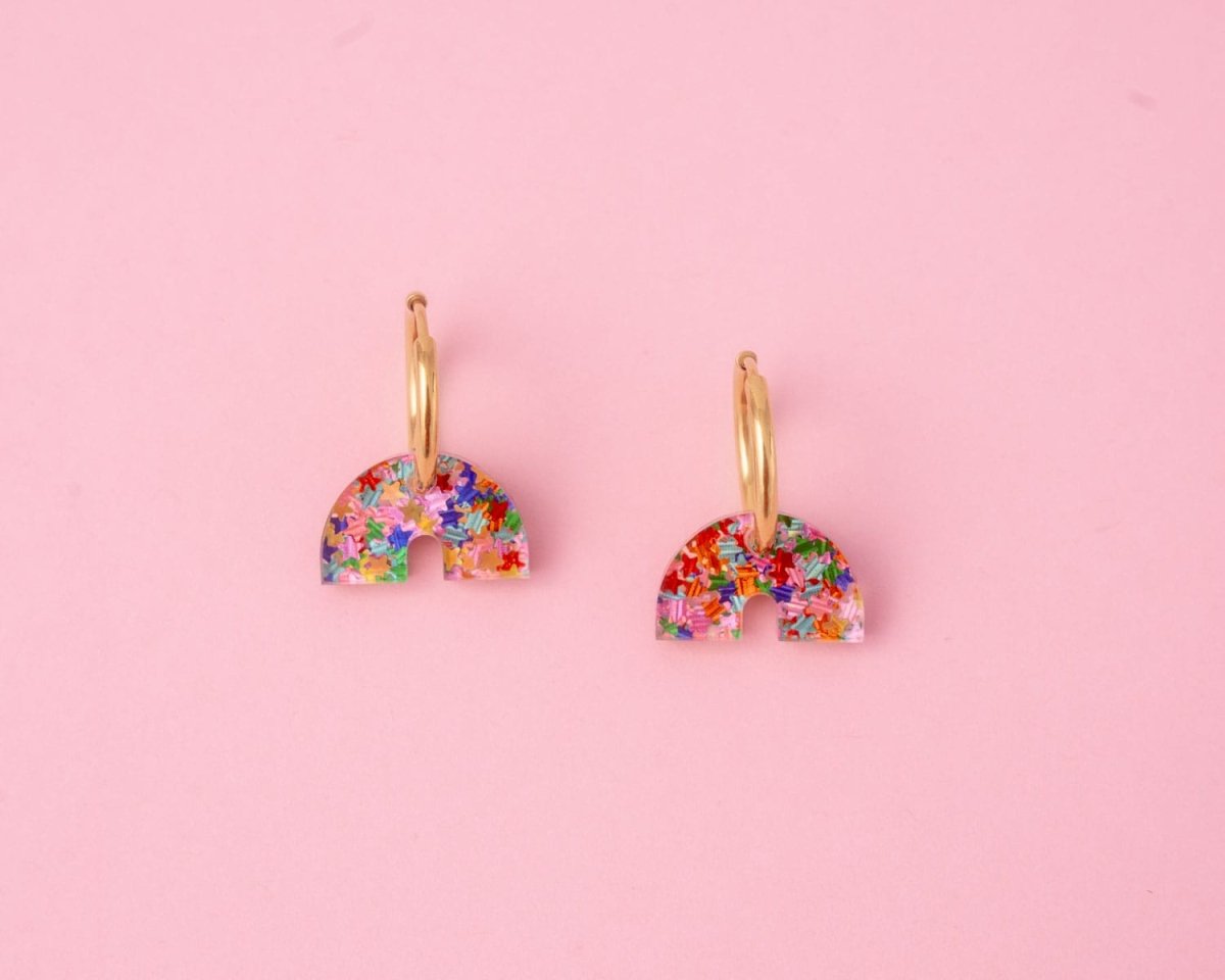 acutecolor Regenbogen Konfetti Bögen Ohrringe