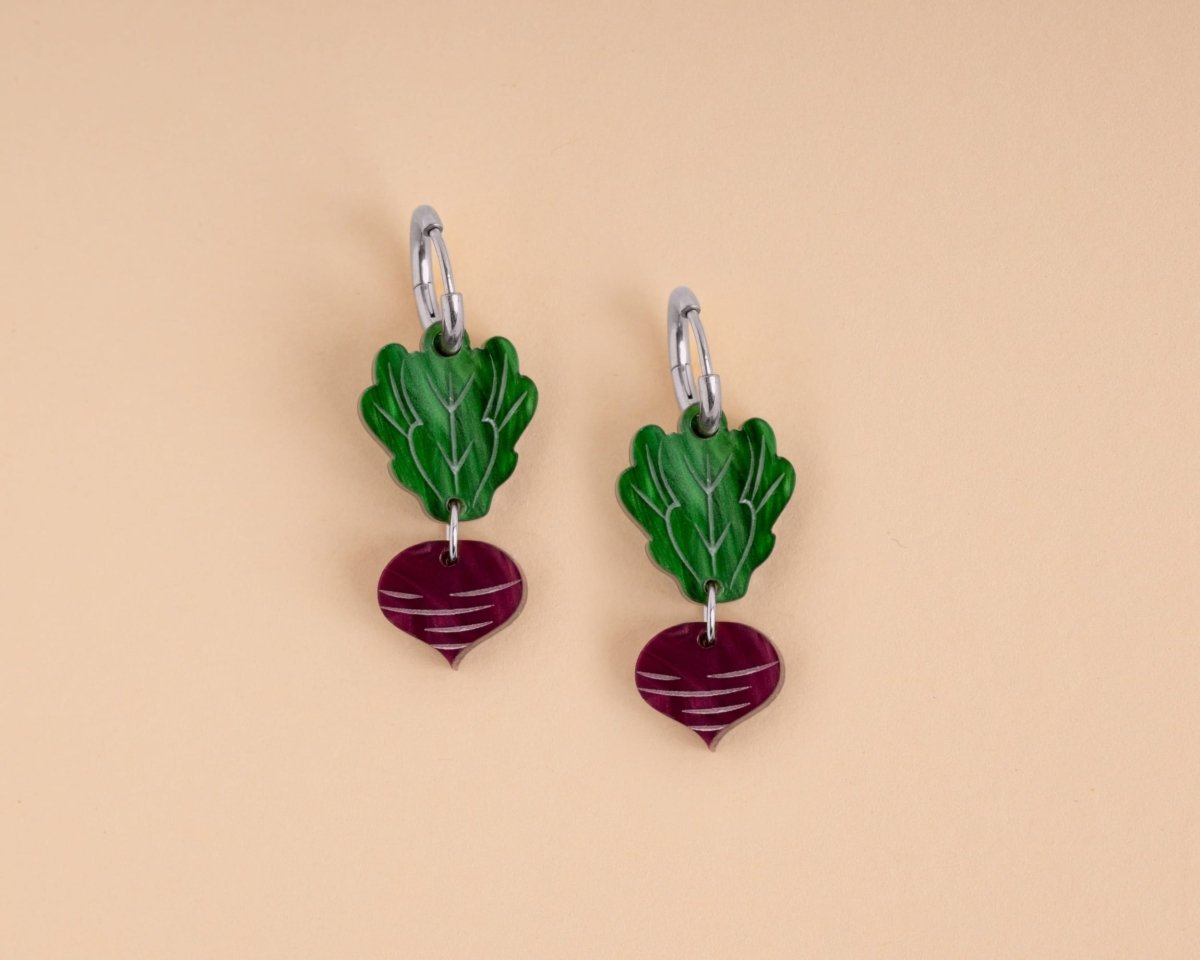 acutecolor Rote Bete Ohrringe mit Edelstahl Hoops