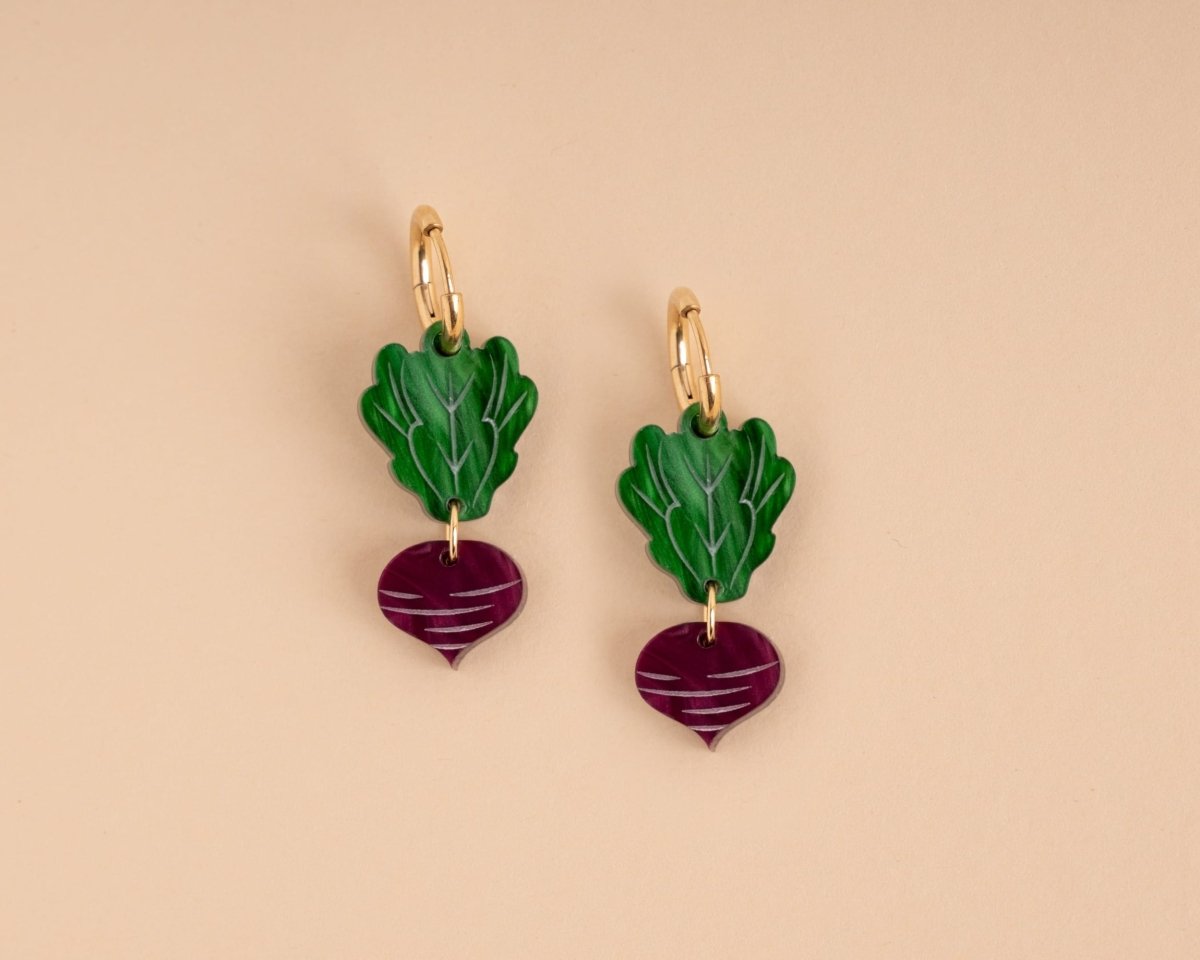 acutecolor Rote Bete Ohrringe mit Edelstahl Hoops