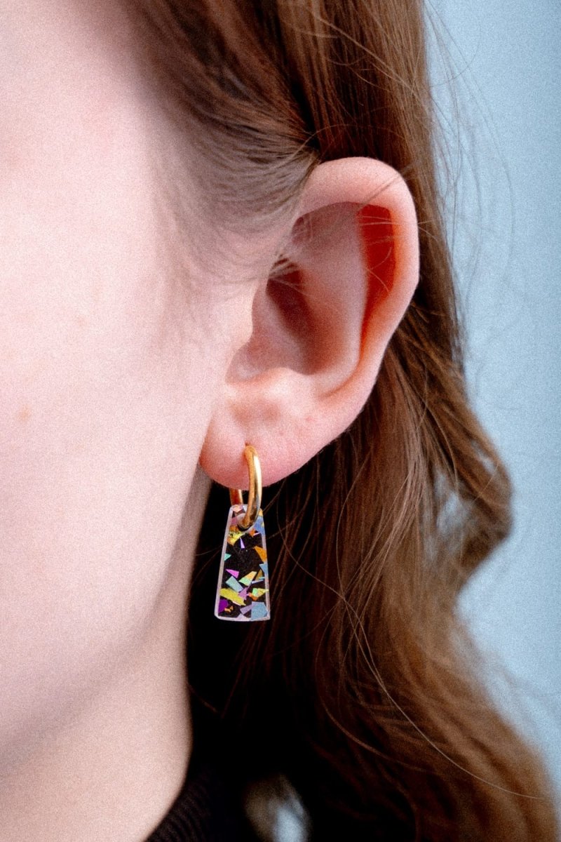 acutecolor Trapez Ohrring Set in clear Konfetti