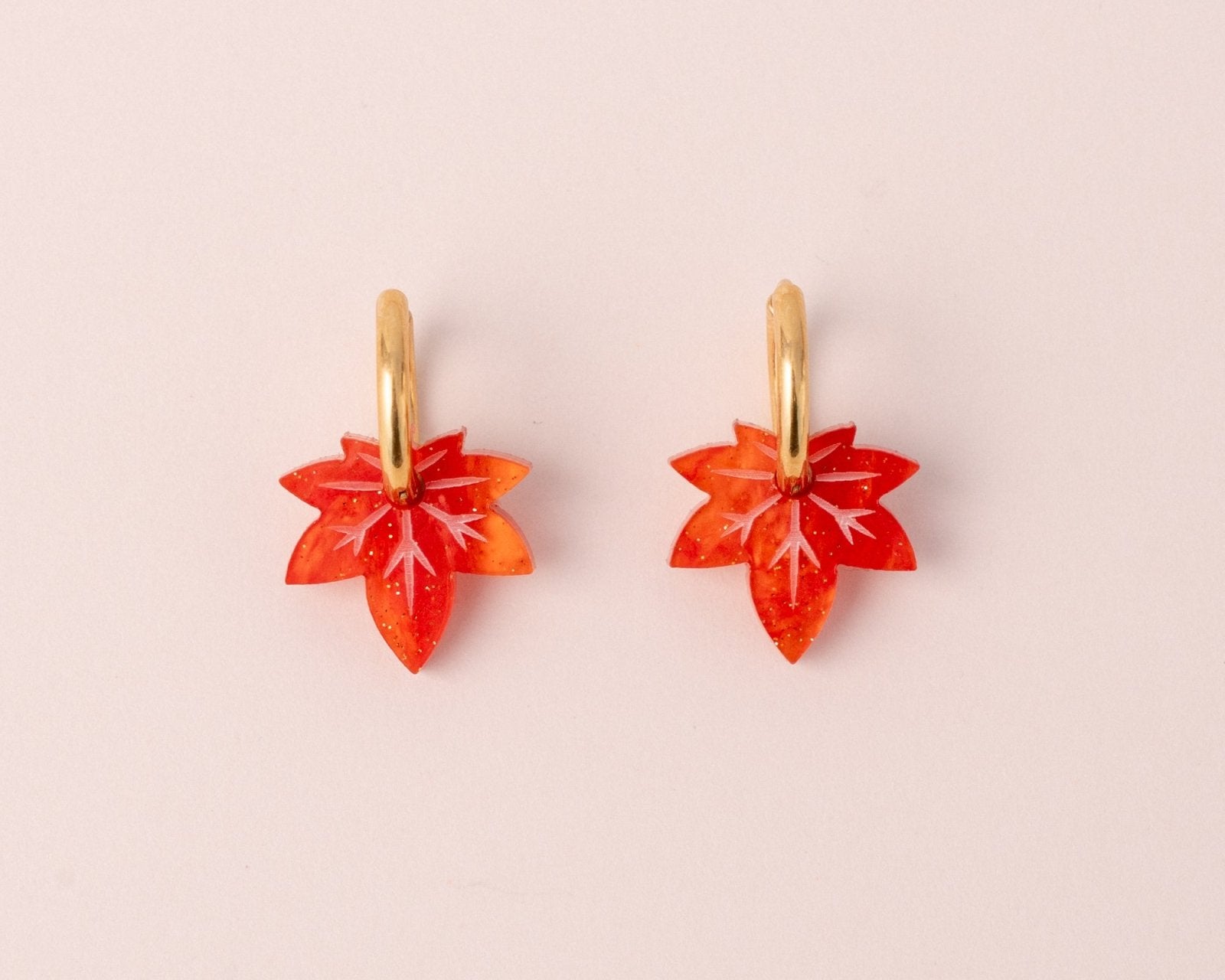 Ahornblatt Ohrring Set in Orange - acutecolor