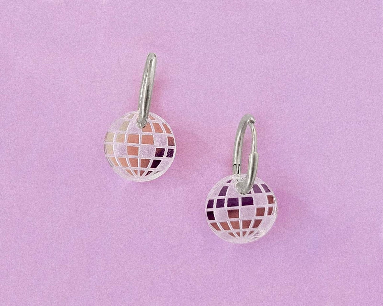 Discokugel Ohrring Set mit Edelstahl Hoops - acutecolor