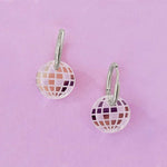 Discokugel Ohrring Set mit Edelstahl Hoops - acutecolor
