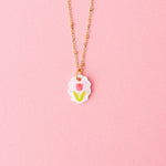 Einzelner ovaler Charm Anhänger mit Tulpen - acutecolor