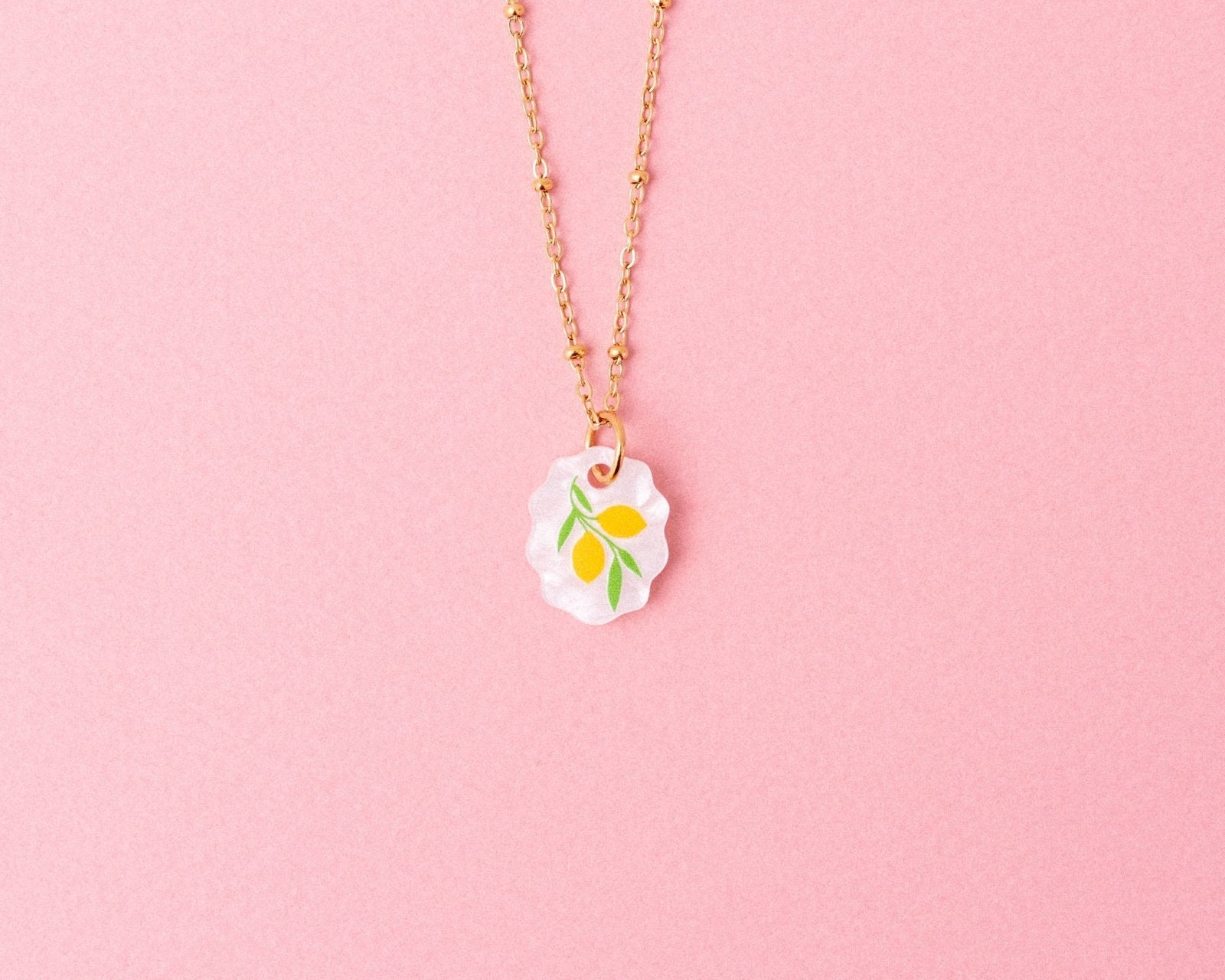 Einzelner ovaler Charm Anhänger mit Zitronen - acutecolor