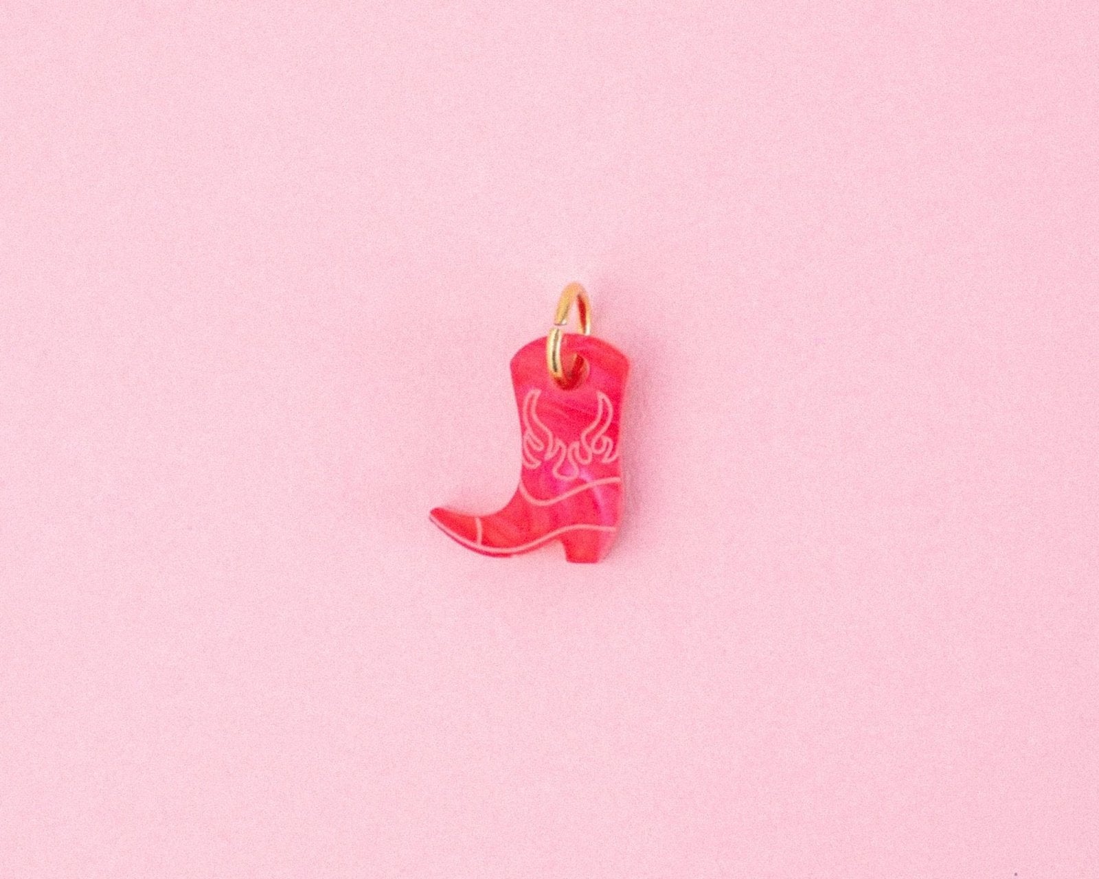 Einzelner pinker Cowboy Stiefel Anhänger - acutecolor