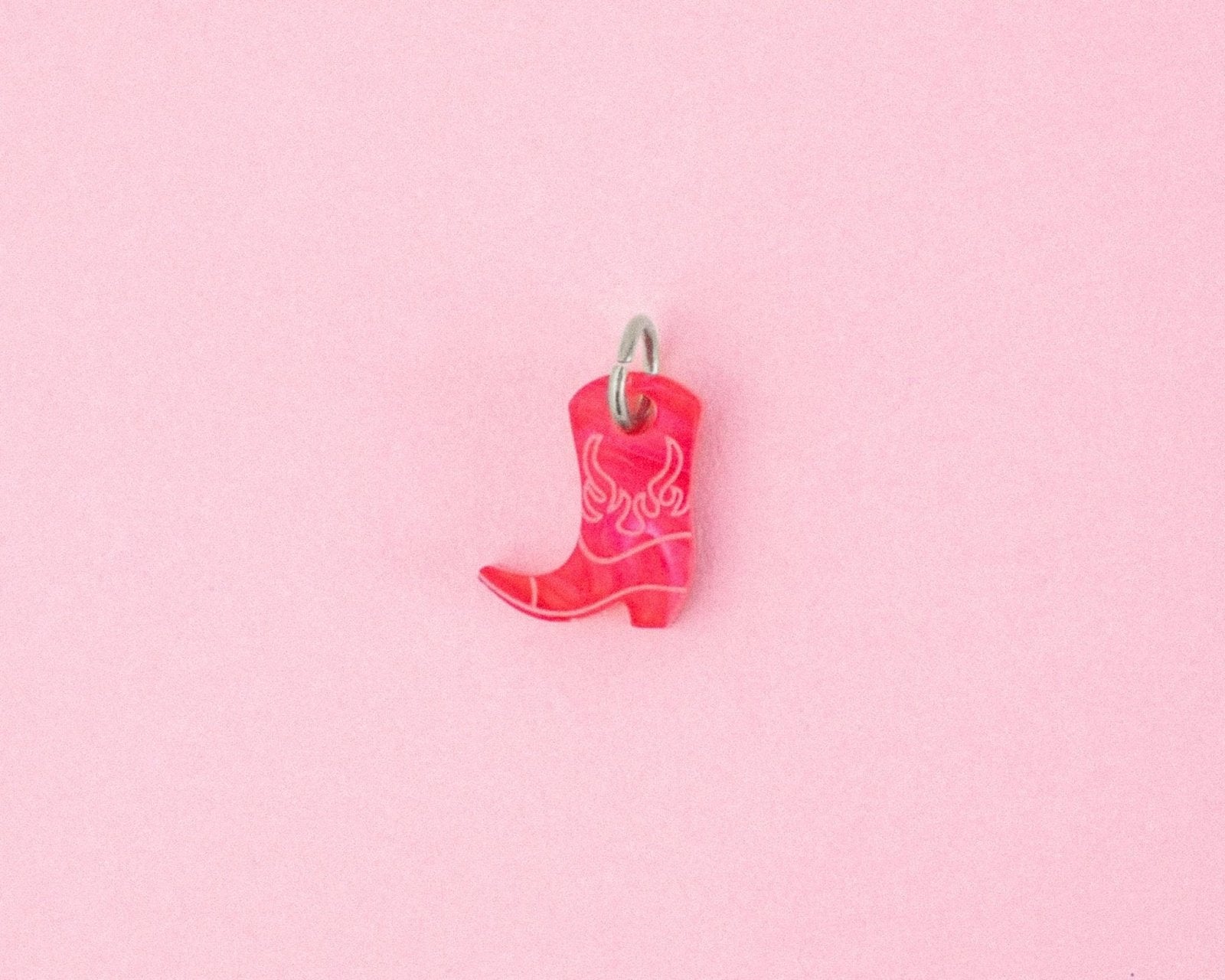 Einzelner pinker Cowboy Stiefel Anhänger - acutecolor