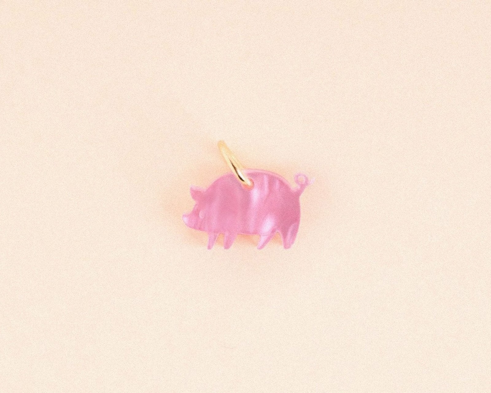 Einzelner Rosa Perlmutt Schweinchen Anhänger - acutecolor