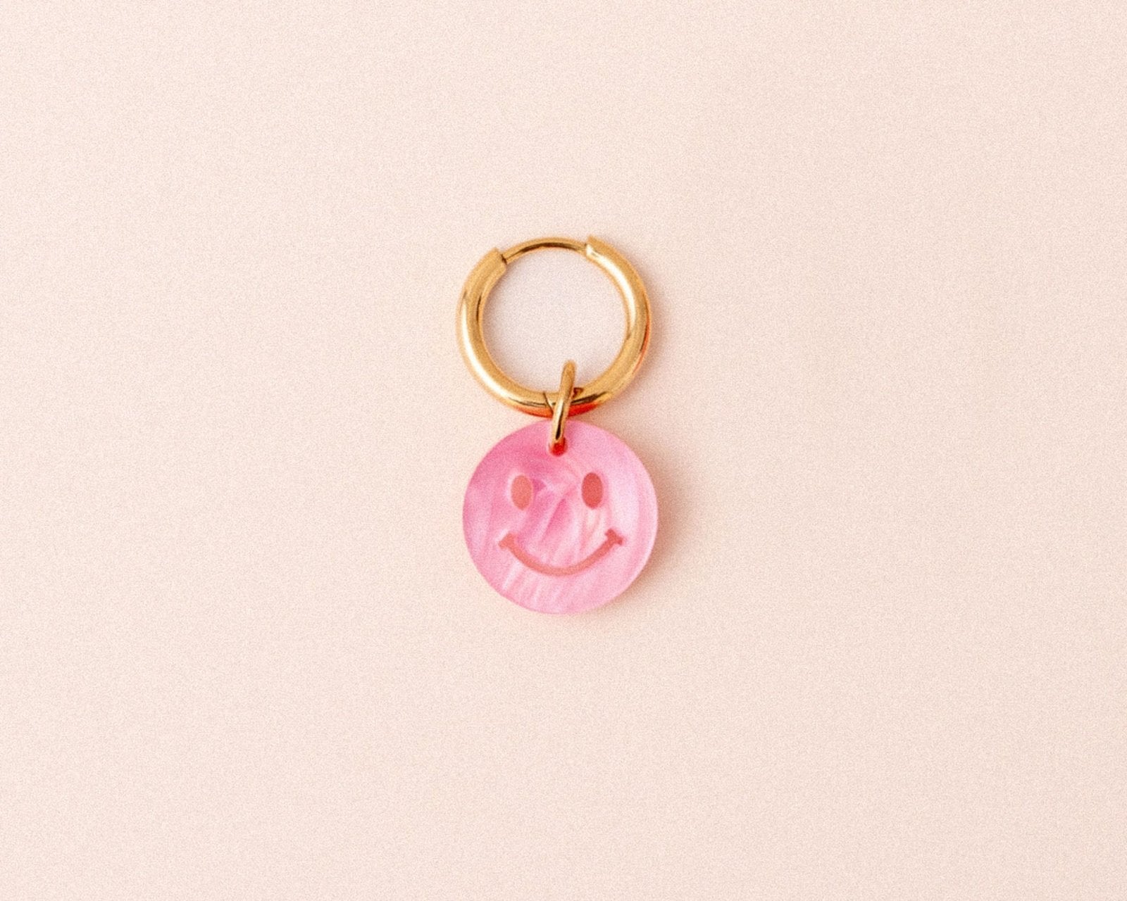 Einzelner Rosa Perlmutt Smiley Anhänger - acutecolor