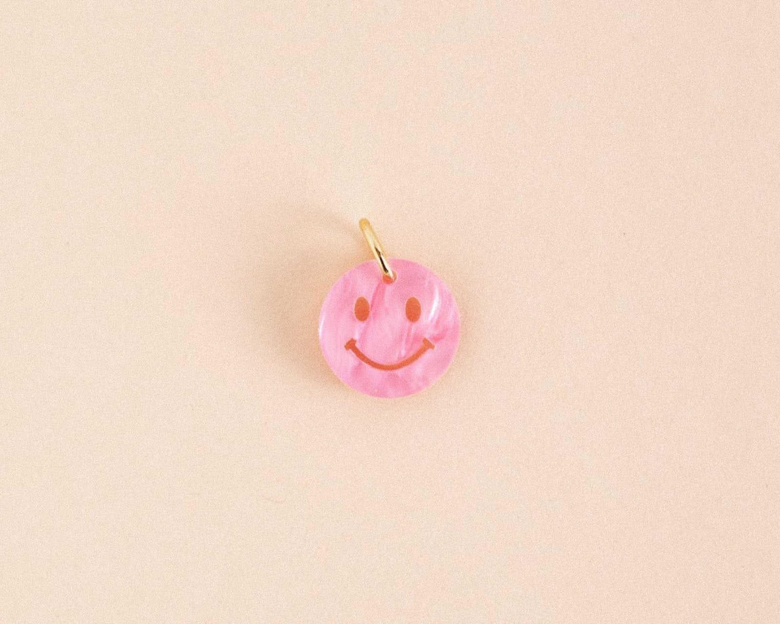 Einzelner Rosa Perlmutt Smiley Anhänger - acutecolor