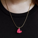 Elegante Kette mit pinkem Herz Anhänger - acutecolor
